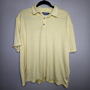 Windham Pointe Shirt Polo Mens XL Yellow Leaf/geometric Pattern‎ Beach Golf
